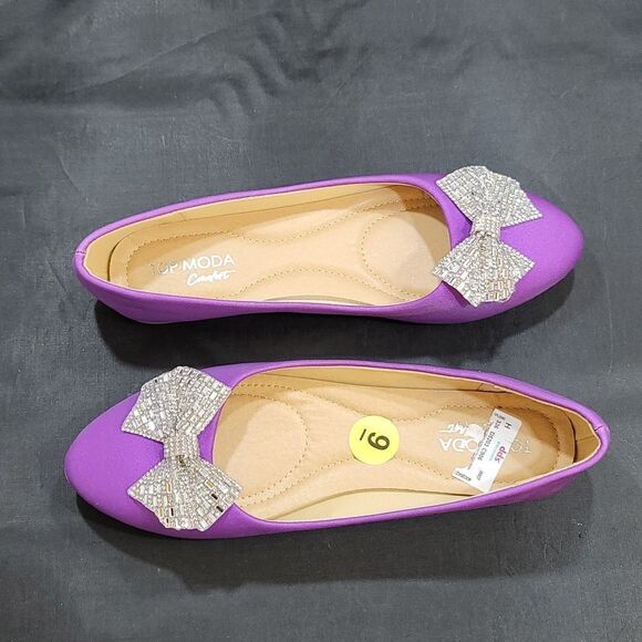 BRAND NEW TOP-MODA RHINESTONE BOWNOT ALMOND TOE FLATS - Picture 9 of 14